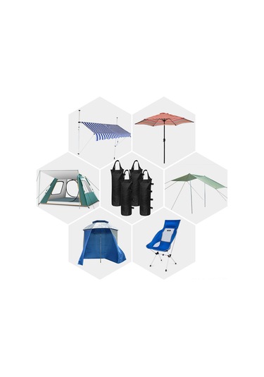 Yifomall 600d Oxford Kumaş 4'lü Sandık, Çadır & Şemsiye Dış Mekan Sabitleme, Yağmurlu Ve Güneşli Günler İçin Dayanıklı Sabitlestirici Torbalar Siyah