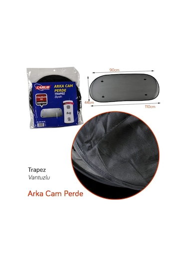 Carub Arka Cam Perde Trapez Siyah Vantuzlu Br4954002