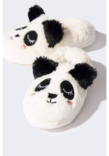 Defacto Kız Çocuk Panda Temalı Kalın Taban Ev Terliği D3439A824WNWT1 Beyaz