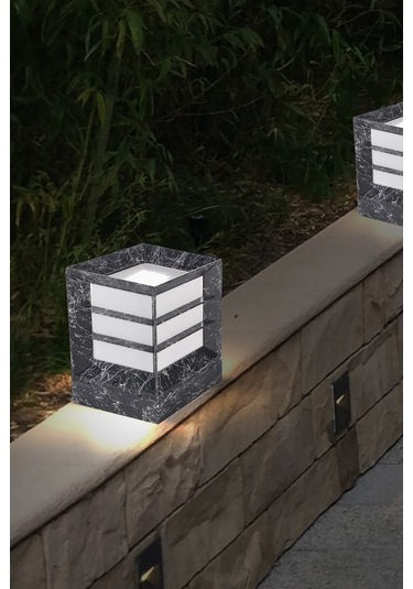 Mermer Desen Plastik Kare Küp Bahçe  Aydınlatma Armatürü