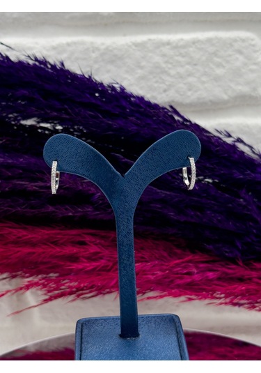 925 Ayar Gümüş Halka Modeli Orta Boy Zarif Kadın Küpe Gümüş