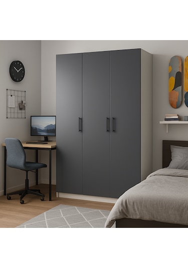 Modern 3 Kapaklı Gardırop Antrasit