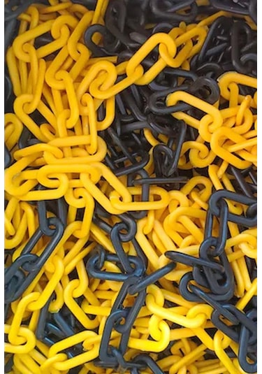 6 Mm Plastik Zincir 5 Metre Sarı-Siyah Şeritli Mfk