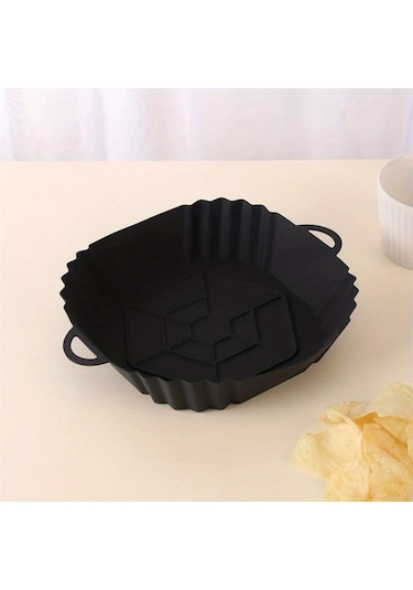 Maxaccess Siyah Hava Fritözü Silikon İç Potu Katlanır Pişirme Tepsisi Yeniden Kullanılabilir