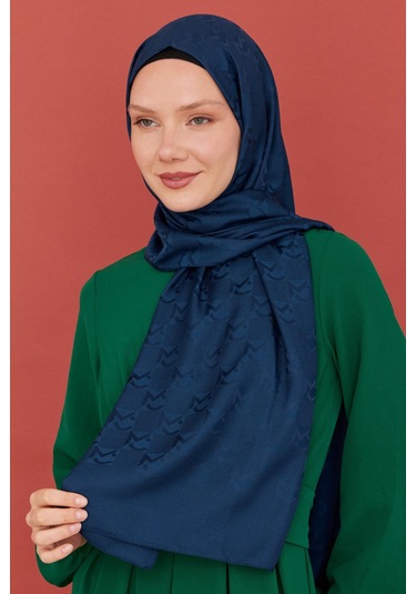 Mirsoy Scarf Mc Desen Parlak Jakar Şal - Lacivert Lacivert