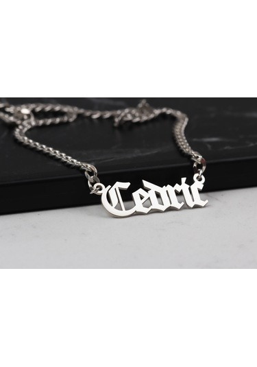 Glorria Erkek Kişiye Özel Gothic İsimli Gurmet Zincirli Gümüş Kolye Gümüş