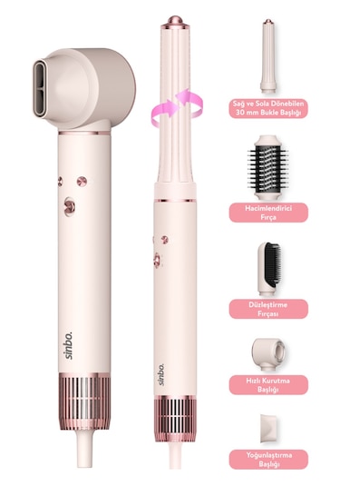 Sinbo Pro Airwrap Compact Uzun Multi-Styler 5in1 Saç Şekillendirme Seti