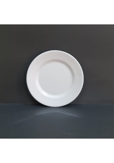 12 Adet Kırılmaz Melamin Çizgi Tatlı & Yemek Servis Tabağı 19 Cm - Beyaz Beyaz