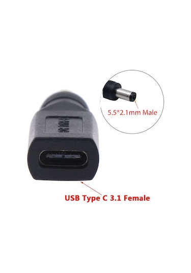 Wozlo Type-C to 5.5 x 2.1 MM Laptop Şarj Güç Adaptörü