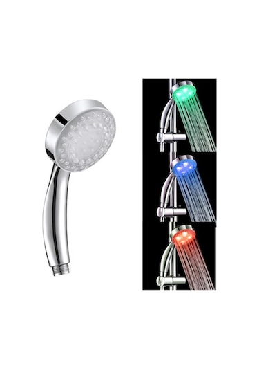 El 7 Renk Led Işık Su Banyosu Ev Banyo Duş Başlığı Glow Gümüş