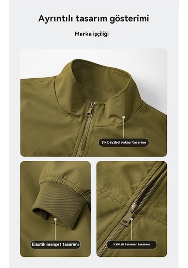 Yingfu Amerikan Tarzı Dik Yakalı Pilot Ceketi Erkekler İçin Sağlam Beyzbol Ceketi Gri Siyah