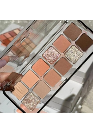 12 Renk Göz Farı Paleti Düşük Doymuş Toprak Pembe Mor Göz Farı Glitter 06 01