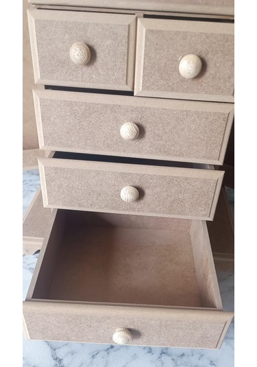 Hobi Adn Takı Kutusu Çok Fonksiyon 7 Çekmece Kutuda Sevk Mdf El Yapım Kahverengi