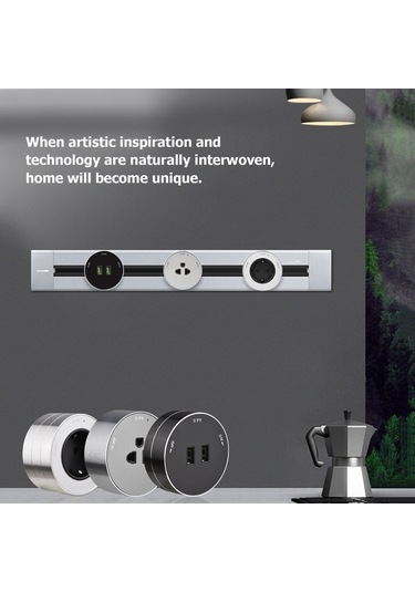 Trendooze Çoklu Usb, 16a Kare Gri Avrupa Adaptörü - Farklı Desen