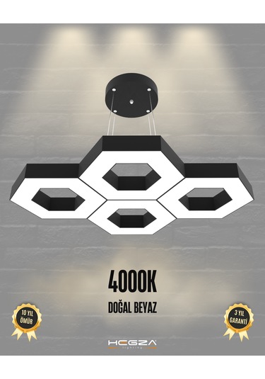 Stella Siyah Kasa, Doğal Beyaz Işık Modern Sarkıt Led Avize Siyah