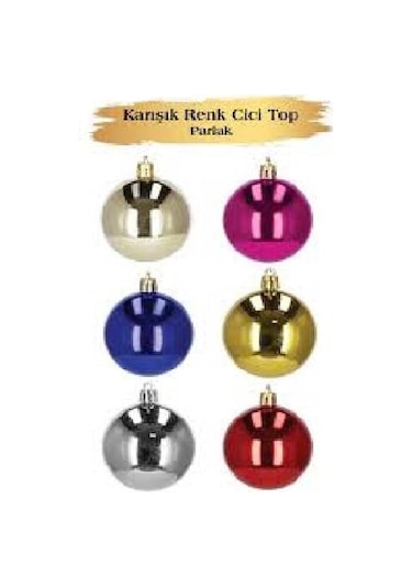Yılbaşı Top Süs 8 Cm 6 Parça Parlak Mix