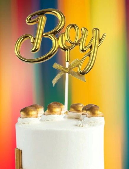 Pasta Üstü Çubuklu Süs Krom Cinsiyet Partisi Baby Shower Altın Boy Yazılı Çubuk Diğer