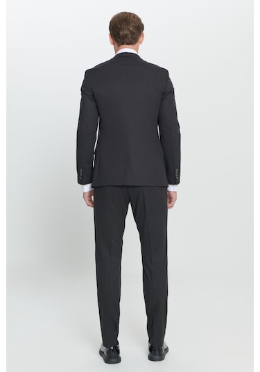 AC&Co / Altınyıldız Classics Erkek Siyah Slim Fit Dar Kesim Mono Yaka Takım Elbise 4A3023100061SYH566N Siyah