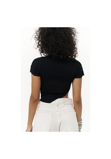 Norris Asimetrik Siyah Crop Siyah