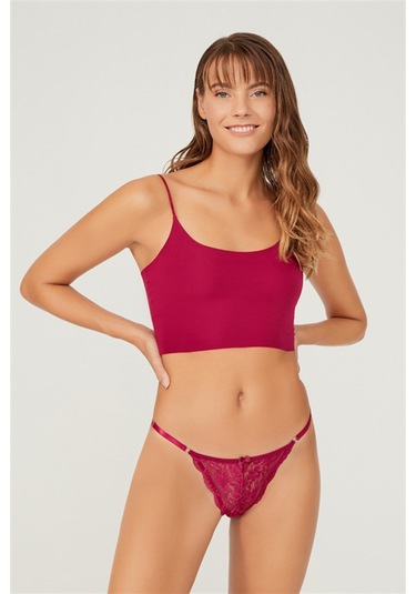 Önü Dantelli Tül Detaylı Kadın Tanga 3'lü Paket Külot - 3 Renkli-3 Çok Renkli