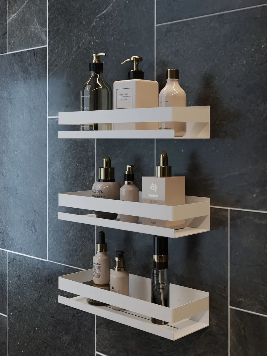 Kita Home 40114058728050 Metal Banyo Ve Duş Rafları, Delme Gerektirmez, 3'lü Set 360677166 Beyaz