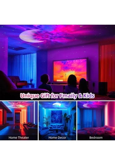 Bukrem Store Astronot Gece Lambası & Bluetooth Hoparlör Yıldız Projektörlü, Uzaktan Kumandalı, Atmosferik Led Işık