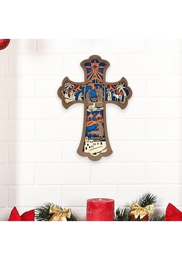 Lijinxu Ev Dekorasyonu Için Çapraz Askılı Kolye Ahşap Süs 22,6 Cm X 16,1 Cm X 2,2 Cm