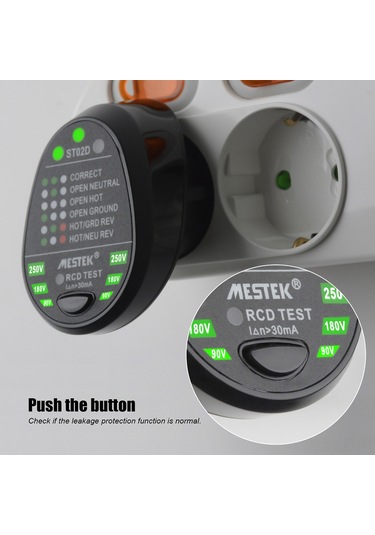 Lemestar Mestek St02d Büyük Avrupa Tipi Soket Test Cihazı - Toprak, Sıfır, Can Kablosu Polarity Kontrolü Ve Akıntı Tespiti, Elektrikçi Kontrol Aleti