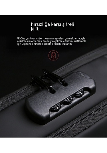 Maoyaya Erkek Motosiklet Çantası Şifre Hırsızlık Önleyici Spor Bel Çantası Gündelik Çapraz Çanta - Siyah Siyah