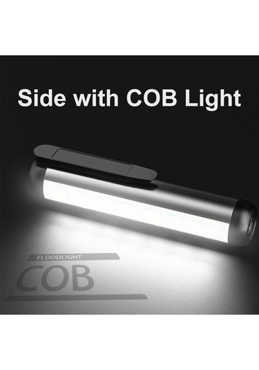 Kosona Xpe+cob Led Feneri, Mini Çalışma Işığı, 600mah Li-pil, Type-c Şarj, 5 Mod, Magnet+kalem Klasörü, Mor+kırmızı+mavi Işık, Çadır/onarım Siyah