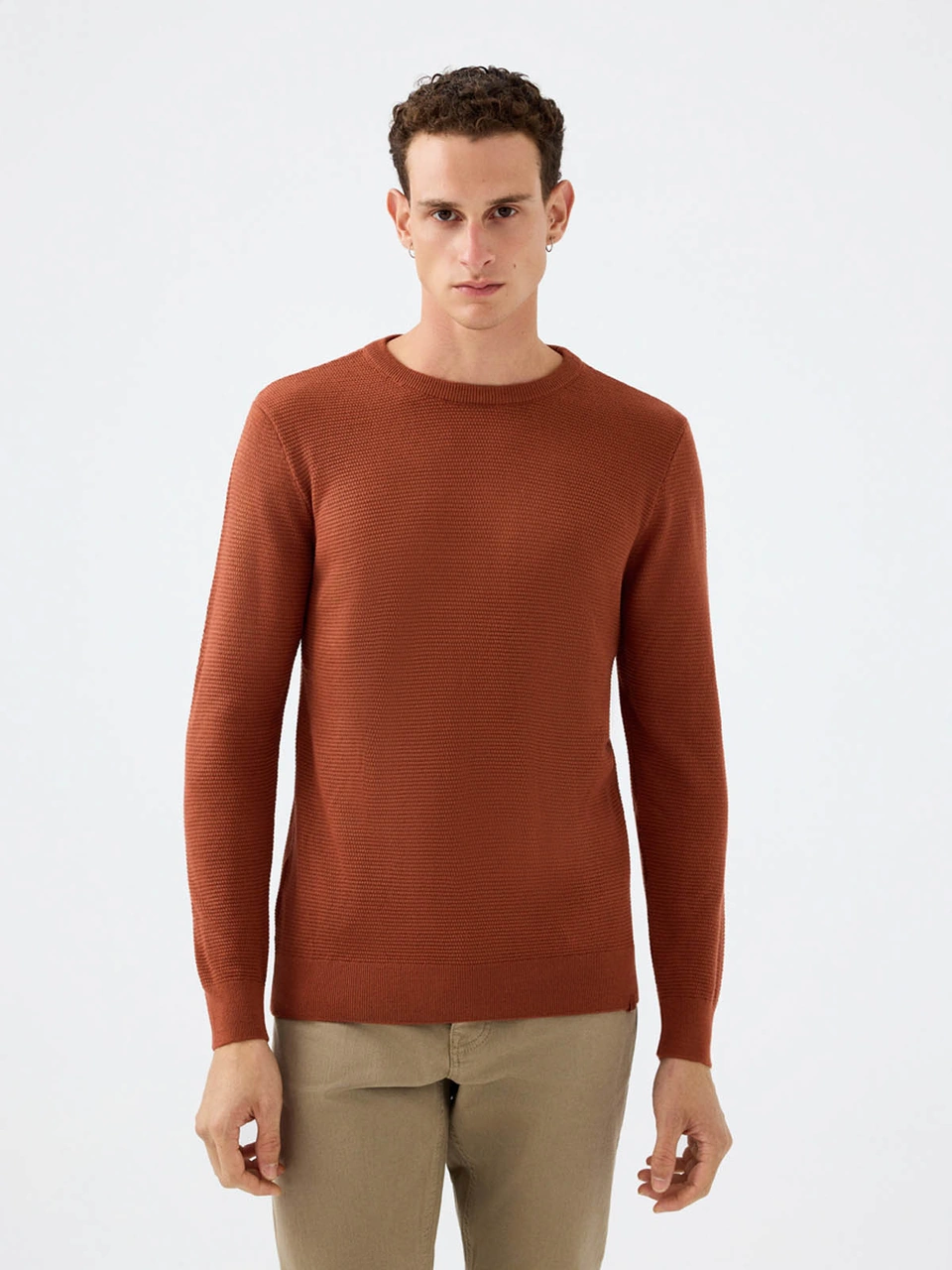 Loft Regular Fit Kiremit Erkek Kazak Lf2040477 Kiremit