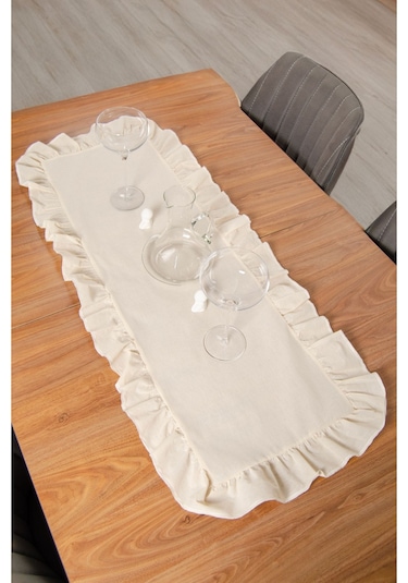 Keten Fırfırlı Runner 40 X 110 Cm - Ztrunner