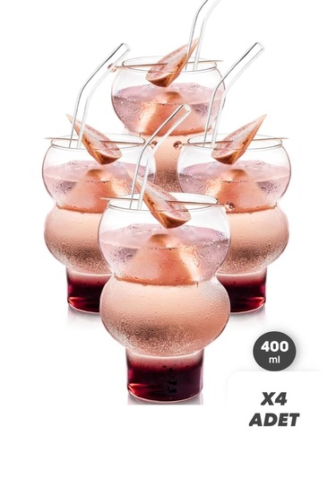 Mis Kitchen 4 Adet Pipetli Panara Bardak Seti - Cam Pipetli