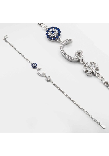 925 Ayar Gümüş Nazar Kar Tanesi Vavlı Kadın  Bileklik