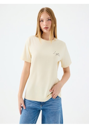 Regular Fit Kadın Tshirt K.kol Bej