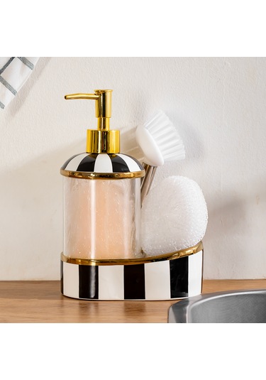 Perotti 16723 Maura Nero Süngerlikli Fırçalı Sıvı Sabunluk Seti