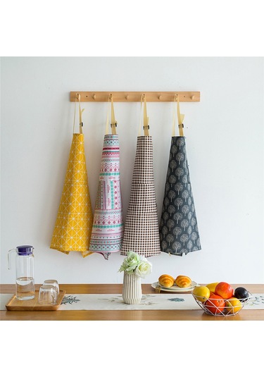 Yaleker Ev Ofisi Mutfak Önlüğü, Cep Tasarımı, 70x68cm, Poliester Elbise, Kırmızı-yeşil Çizgili Desenli, Yaşam Kolaylığı Sağlar