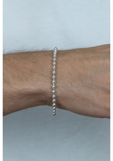 Gümüş Top Erkek Bileklik Zincir 20Cm 9Gr 4Mm Msn19B