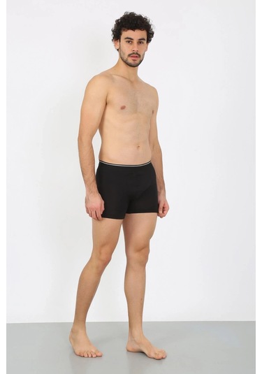 Giyim Erkek Pamuk Likralı Boxer Siyah Siyah