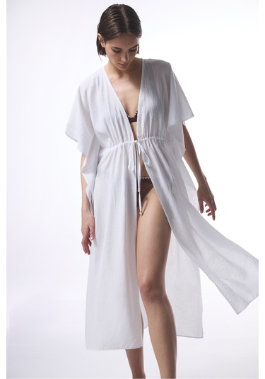 Penti Beyaz Çiçekli Bağlama Detaylı Kimono