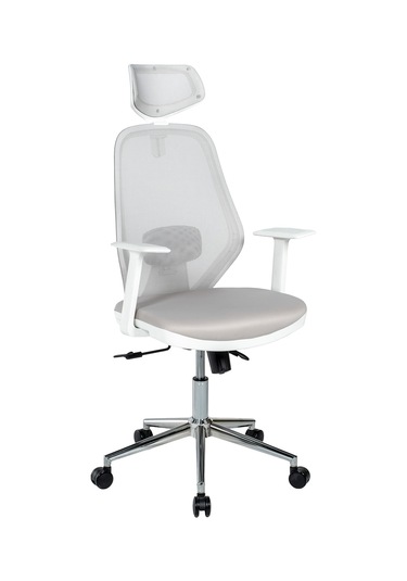 Ofisbazaar Dali Beyaz Fileli Yönetici Koltuğu Ergonomik Başlıklı Ofis Koltuğu Gri Gri
