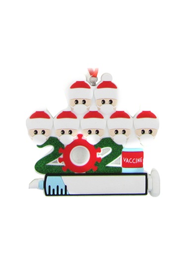 Mufunye 2021 Özel Noel Ağaç Dekorasyonu - Aşılı 7 Kişilik Aile İçin Kişiselleştirilebilir Resin Askı - Hatıra Hediyesi Ve Ev Dekoru