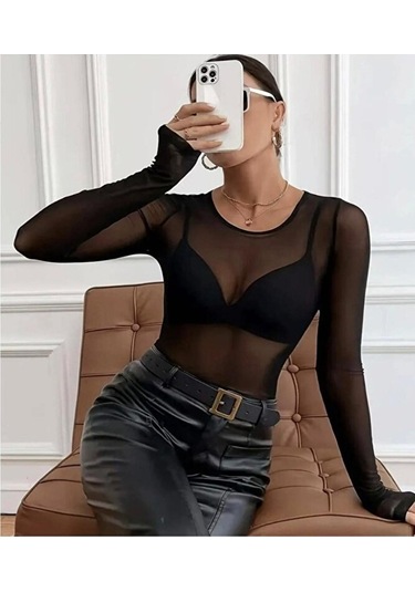 Pantofashion Kayık Yaka Modal Kaşmir Ultra Hafif Bluz Siyah