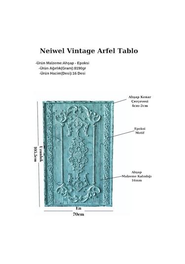Neiwel Vintage Arfel Eskitme Beyaz Tablo