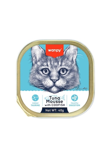 Wanpy Kedi 40g 6'lı Ton & Morina Balıklı Alutray Yaş Mama