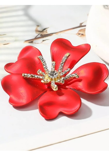 Bijoubijou Broş Çiçek 253368973 Kırmızı