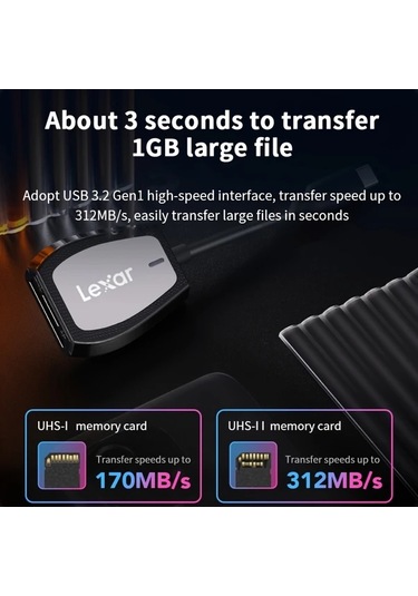 Elmpaly Lexar  Micro Usb 3.2 Type C Sd Micro Sd Tf Otg Kart Okuyucu Siyah