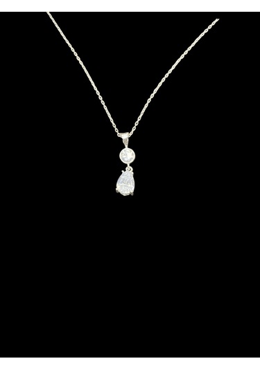 925 Ayar İthal Gümüş Parlak Şeffaf Zirkon Taş Model Kolye Şık Ve Anlamlı Tasarım Hediye Gümüş