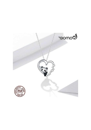 Novahub 925 Ayar Gümüş Panda Kolye, 17.7 İnç Zincir, Kadınlar İçin, Ayarlanabilir, Yıldönümü/hediye Gümüş