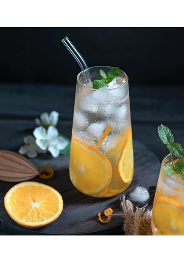 Shineyee Cam Suluk Seti: 16 Parça Yeniden Kullanılabilir 6 Düz + 6 Eğri Suluk, 4 Temizlik Fırçası - Şeffaf Cam, Sütlü İçecekler Ve Meyve Suyu İçin Uygun Şeffaf